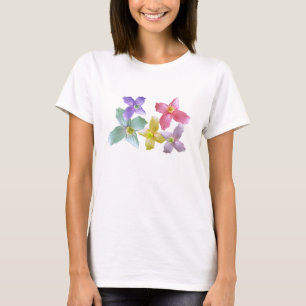 T-shirt Jolie fleur rose, violette, jaune, bleue colorée