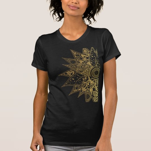 T-shirt Jolie fleur tendance henné design dessiné à la mai (Devant)