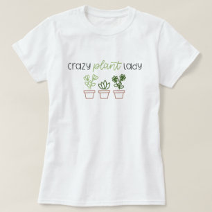 T-SHIRT JOLIE "FOLLE FEMME AUX PLANTES" AVEC PLANTES EN PO
