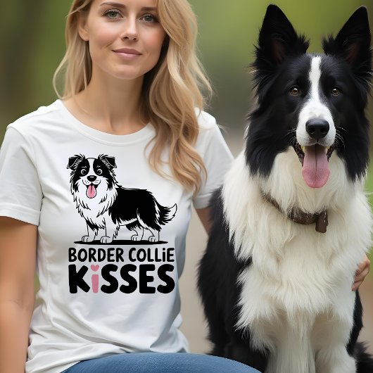 T-shirt Jolie frontière Collie Baisers Maman Chiot Amoureu