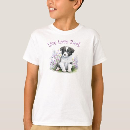 T-shirt Jolie frontière Collie Chien Floral (Devant)