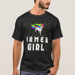 T-shirt Jolie gamer Girl Galaxy Rainbow Unicorn jeu vidéo