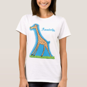 T-shirt Jolie girafe avec dessin animé de papillon