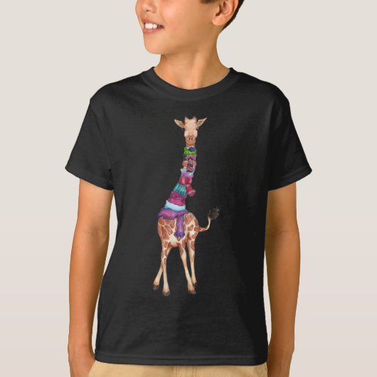 T-shirt Jolie Giraffe Écharpe de Noël (Devant)