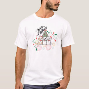 T-shirt Jolie Golden Retriever Puppies Joyeux Noël Fest