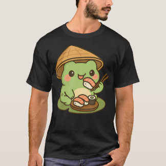 T-shirt Jolie Grenouille Mangeant des Sushis Anime