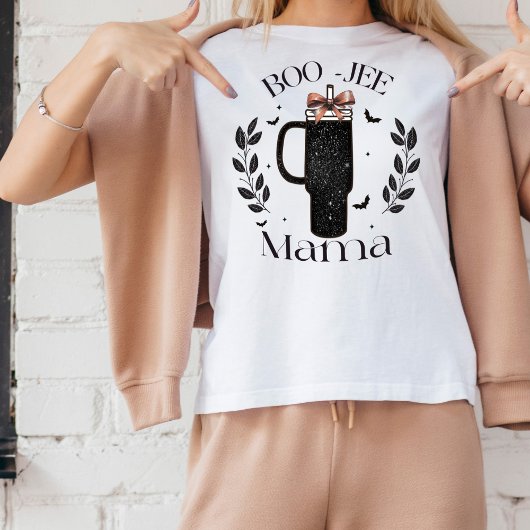 T-shirt Jolie Halloween Boo-Jee Mama Faux Glitter Cute