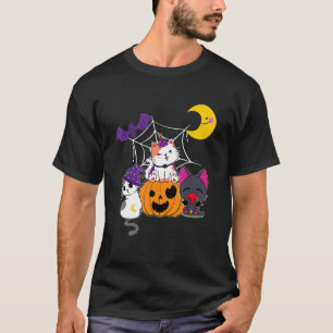 T-shirt Jolie Halloween Chats Sorcière Jackolantern Citrou