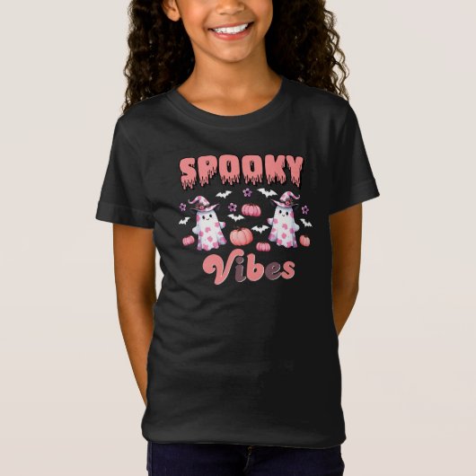 T-Shirt Jolie Halloween Vibes Éffrayantes rétro Fantômes r (Devant)