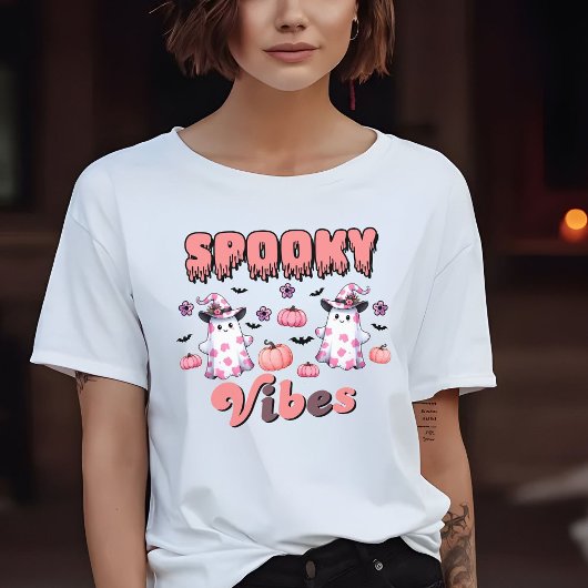 T-shirt Jolie Halloween Vibes Éffrayantes rétro Fantômes r