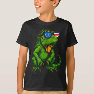 T-shirt Jolie Iguana Avec L'Amérique Costume Sungles Pour