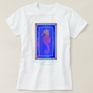 T-shirt Jolie île de Sanibel Floride Cheval de mer coloré 