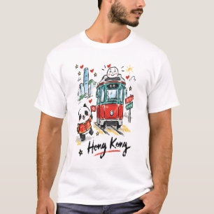 T-shirt Jolie illustration de tramway de Hong Kong
