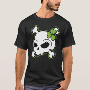 T-shirt Jolie Irlandaise fille Shamrock crâne Bow Funny St
