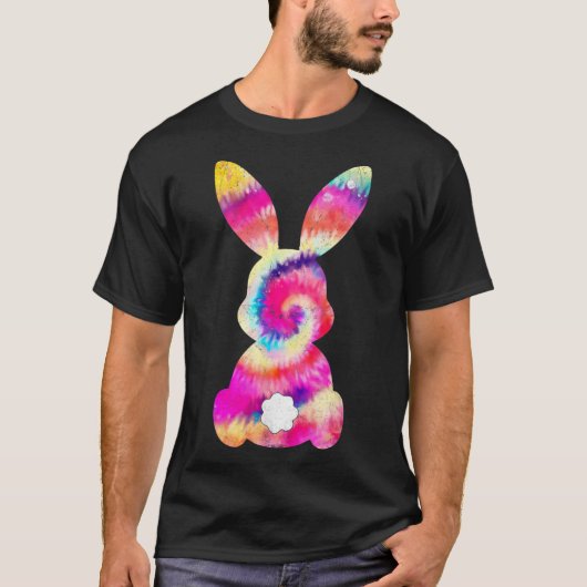 T-shirt Jolie lapin lapin Tie Dye Bow Cravate Pâques Fille (Devant)