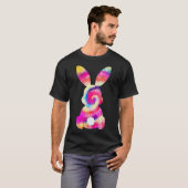 T-shirt Jolie lapin lapin Tie Dye Bow Cravate Pâques Fille (Devant entier)