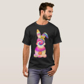 T-shirt Jolie lapin lapin Tie Dye Bow Cravate Pâques Fille (Devant entier)