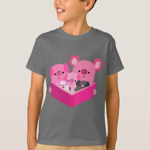 T-shirt Jolie lecture Cartoon Cochon Famille Enfants T-shi