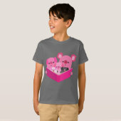 T-shirt Jolie lecture Cartoon Cochon Famille Enfants T-shi (Devant entier)