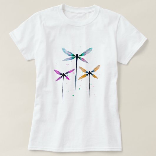 T-shirt Jolie libellule aquarelle rustique (Design devant)