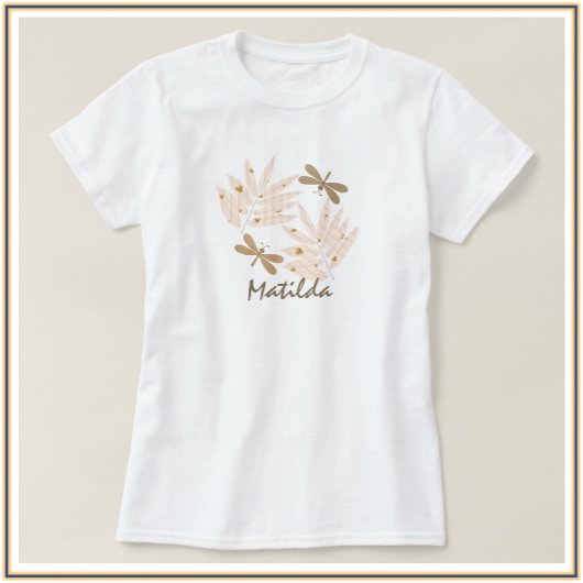T-shirt Jolie libellule et Feuille Feminine