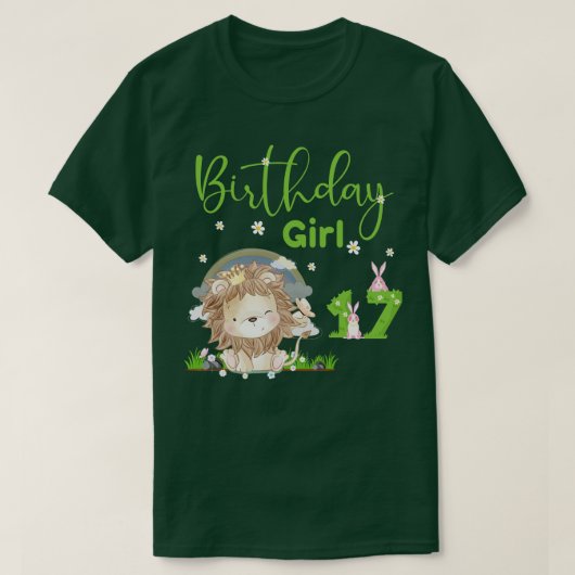 T-shirt Jolie Lion 17e fille anniversaire (Design devant)
