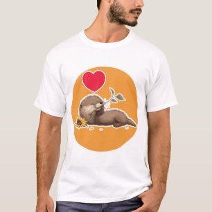 T-shirt Jolie loutre avec fleur amusante