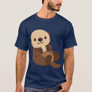 T-shirt Jolie loutre de mer tenant une coquille