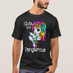 T-shirt Jolie Mais Dangereuse Drôle Karaté Licorne Fille