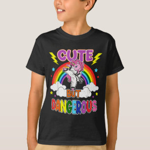 T-shirt Jolie mais dangereuse fille licorne karaté taekwon