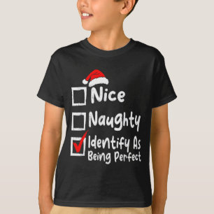 T-shirt Jolie Méchant Parfait Drôle Liste de Noël Famille 