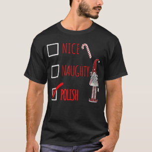 T-shirt Jolie méchante liste de contrôle de Noël polonaise