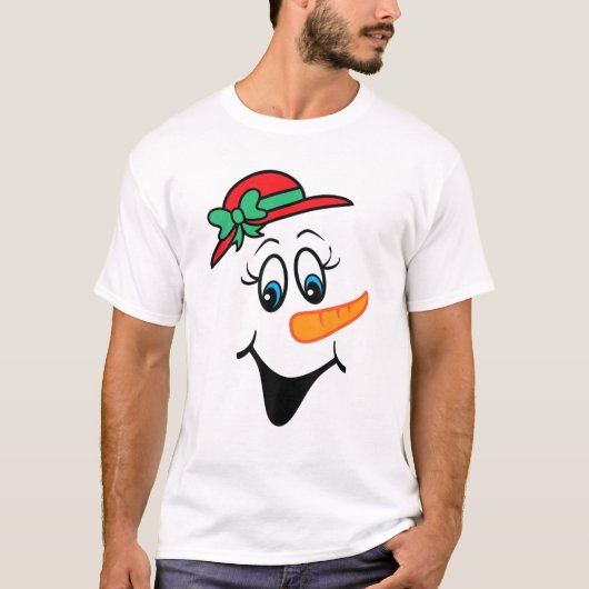 T-shirt Jolie Noël Snowgirl Snowman Costume visage Snoww (Devant)