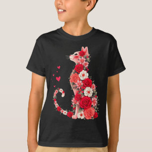 T-shirt Jolie œuvre d'art féline florale Chat Fleurs Propr