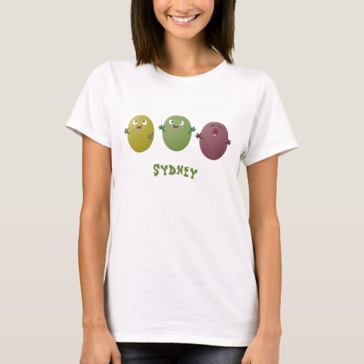 T-shirt Jolie olives joyeux chantant dessin animé (Devant)