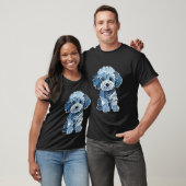 T-shirt Jolie patchwork de jeans en forme de chiot (Unisexe)