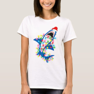 T-shirt Jolie Père Noël Shark illuminent les femmes de N