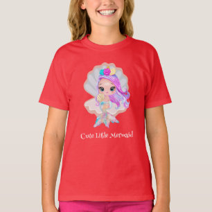 T-shirt Jolie petite sirène arc-en-ciel coloré enfants ann