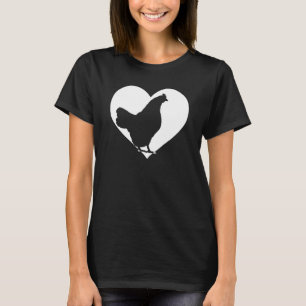 T-shirt Jolie poule qui aime les poulets Cool White Heart