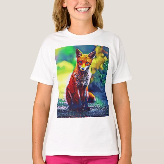 T-shirt Jolie Red Fox Portrait Peinture Art numérique T-sh (Devant)