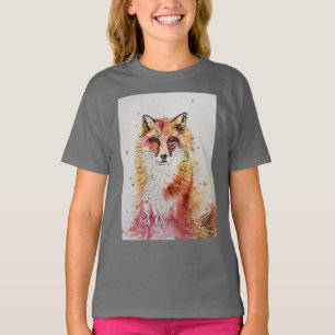 T-shirt Jolie Red Fox Whimsical Watercolor Girls T Shirt