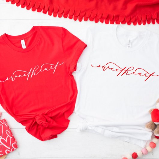 T-shirt Jolie Red Sweetheart Script Saint Valentin Chemise