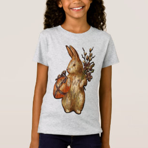 T-Shirt Jolie Rustique Lapin Gris Filles T Chemise
