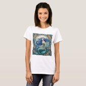 T-shirt Jolie sirène Art Nouveau Art Déco Bleu (Devant entier)