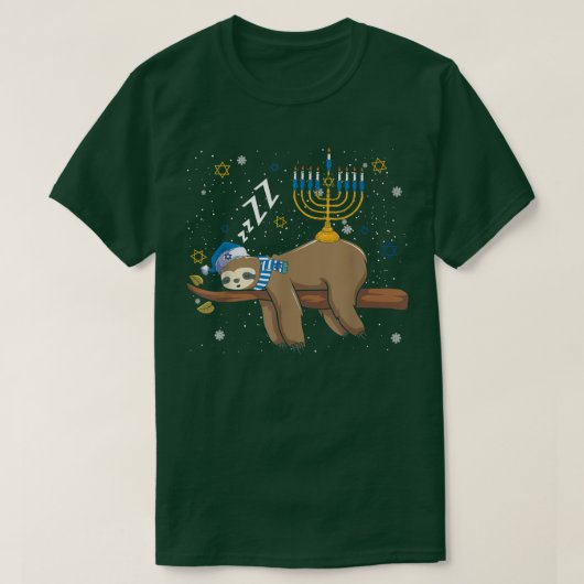 T-shirt Jolie Sloth Menorah Joyeux Jour Hanukka (Design devant)