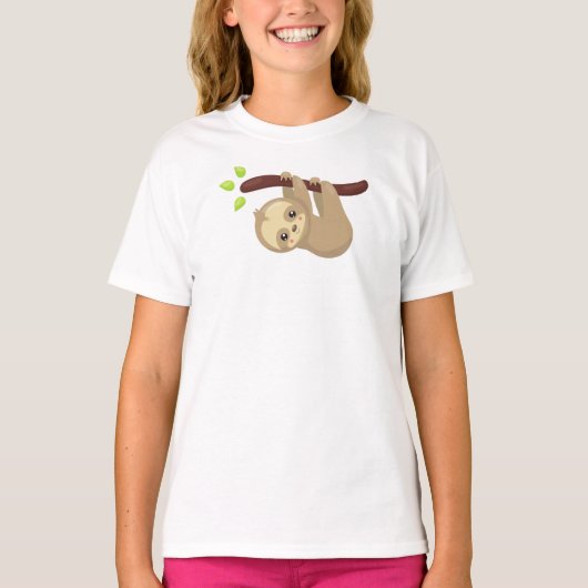 T-shirt Jolie Sloth, Petite Sloth, Fente Bébé, Fente Lazy (Devant)