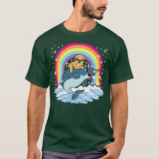 T-shirt Jolie Sloth Riding Narwhal La licorne De La Mer