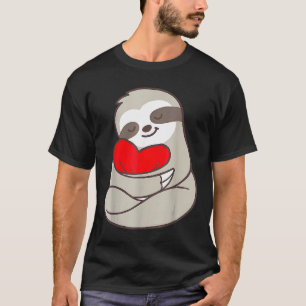 T-shirt Jolie Sloth Tenant Coeur Femmes Enfants Valentines
