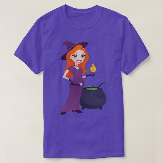 T-shirt Jolie sorcière avec Cauldron (Design devant)