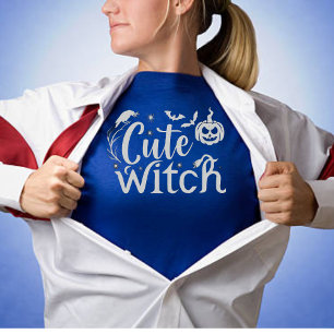 T-shirt Jolie sorcière bleu femmes Halloween